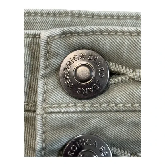 Veronica Beard GISELLE Flare Jeans Sea Foam Green Extra High Rise Belted Size 28